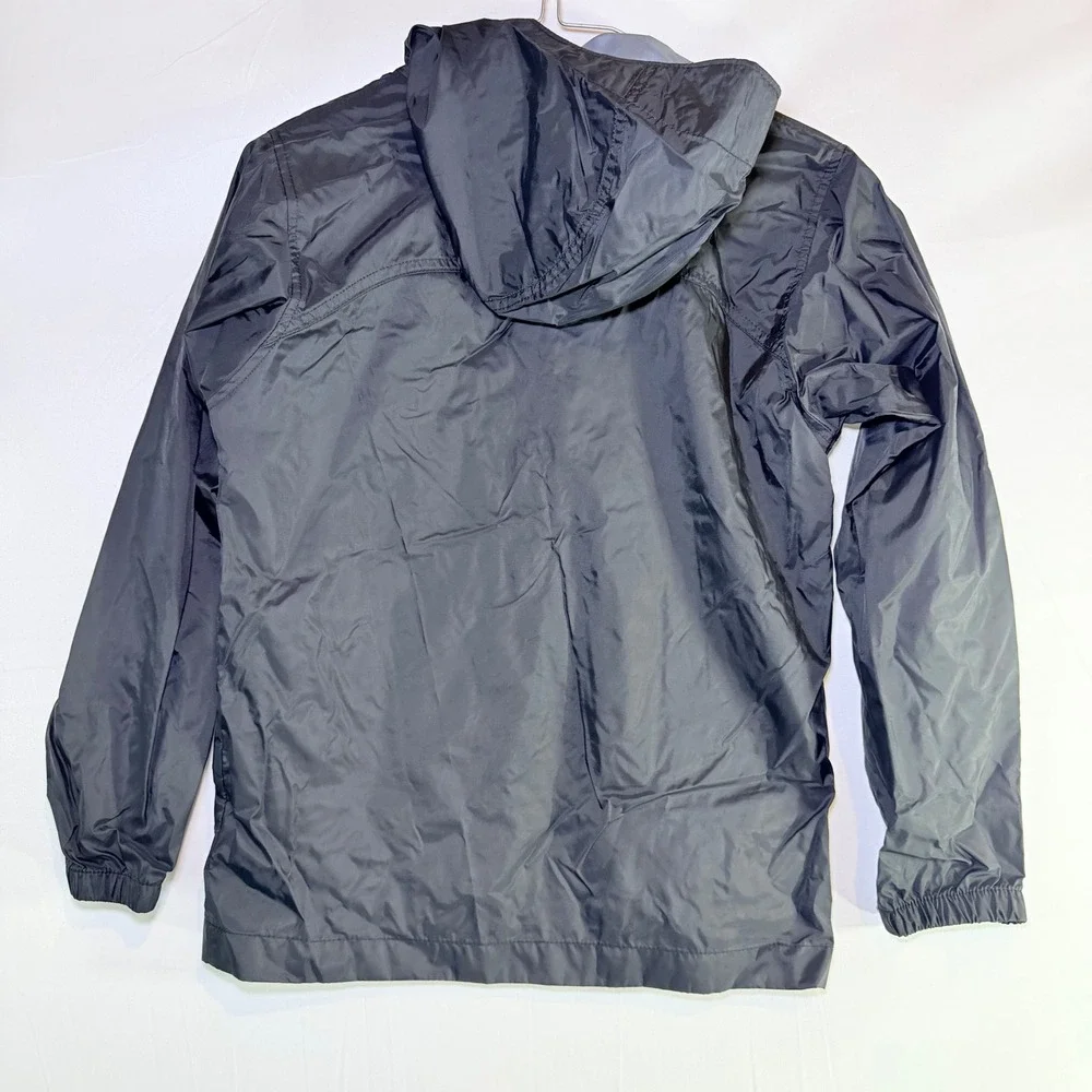 Columbia Kids Windbreaker Jacket Hooded‎ Full Zip Black Gray Size Medium 10/12